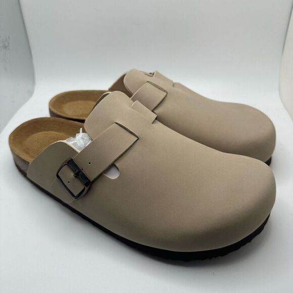 CUSHIONAIRE Women's Cork Footbed Clog with Faux Fur Lining 11 SAND NEW - Picture 1 of 7